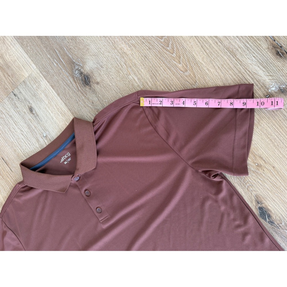 BCG Polo Shirt Mens XL Brown Short Sleeve Performance Active Golf Mahogany Solid - Picture 5 of 8